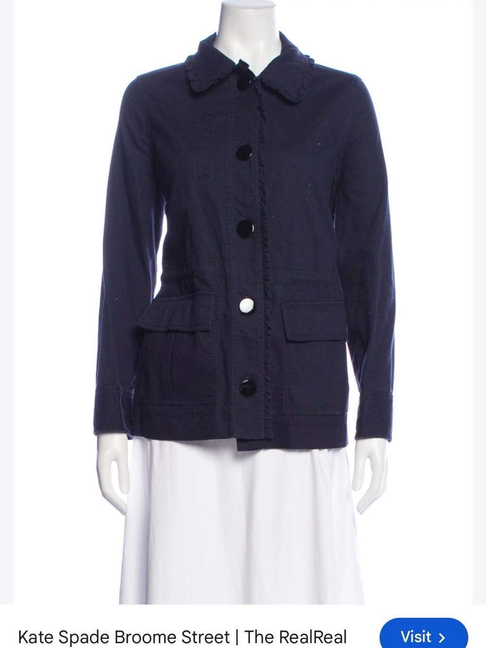 kate spade navy button-front blazer with flap pockets